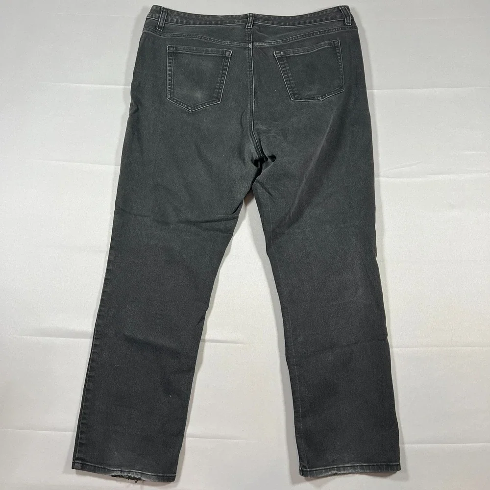 Jones New York Sutton Straight Jeans Womens 18W Black Denim Cotton High Rise